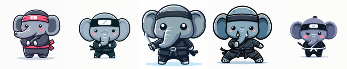 elephant vector in ninja costume