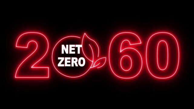 Net zero emissions by 2060 to change climate and net zero greenhouse gas emissions target. Sustainable development and green business concept. Climate neutral long term strategy 2060 with net zero.4k