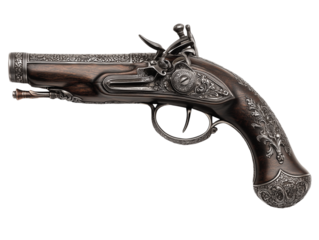 This image shows an antique flintlock pistol, a symbol of history and craftsmanship