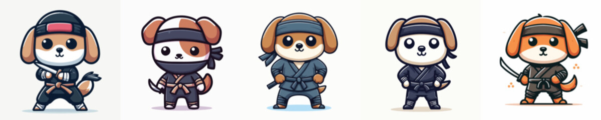 ninja costume dog vector
