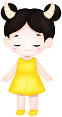 Cute Zodiac Signs Watercolor Collection. Adorable Horoscope Characters in Watercolor Style