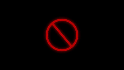 Red prohibition symbol on black background forbidden