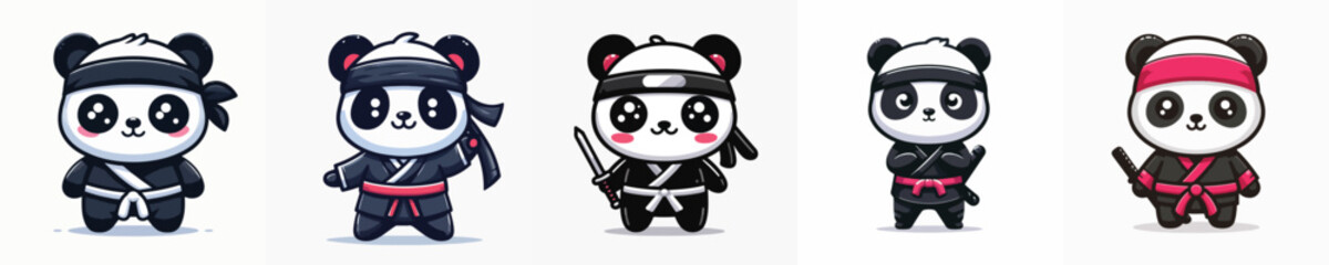 panda vector in ninja costume