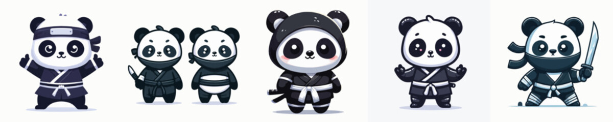 panda vector in ninja costume