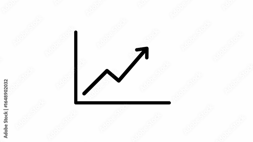 Poster simple line graph showing upward trend on white background