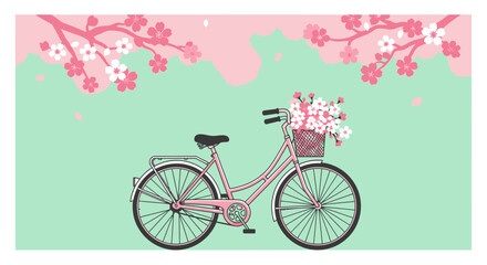 Aesthetic Bicycle Ride Amidst Blossoming Cherry Trees in Dreamy Spring Scenery