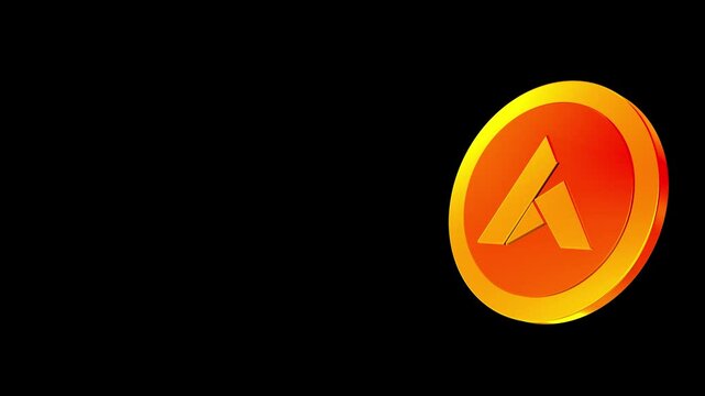 Animation A golden crypto coin isolated against a stark black background, representing digital currency.