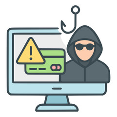 online fraud scam crime flat color vector illustration template design