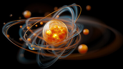 Abstract Atomic Model with Electrons Orbiting the Nucleus Design