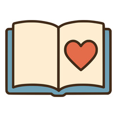 love book happy flat color vector illustration template design