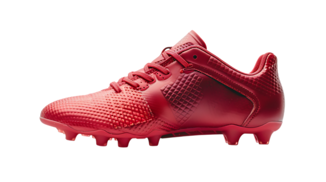 Red soccer cleats for men and women professional athletic footwear for optimal performance on field on transparent background - Powered by Adobe