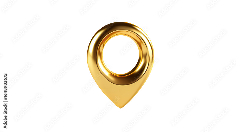 Fototapete gleaming golden map pointer pin location symbol on transparent background