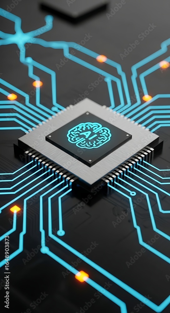 Aufkleber advanced ai brain on modern circuit board for cutting edge innovation and digital transformation pro