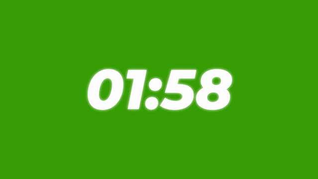 White Digital Clock Displaying 01:58 on Green time