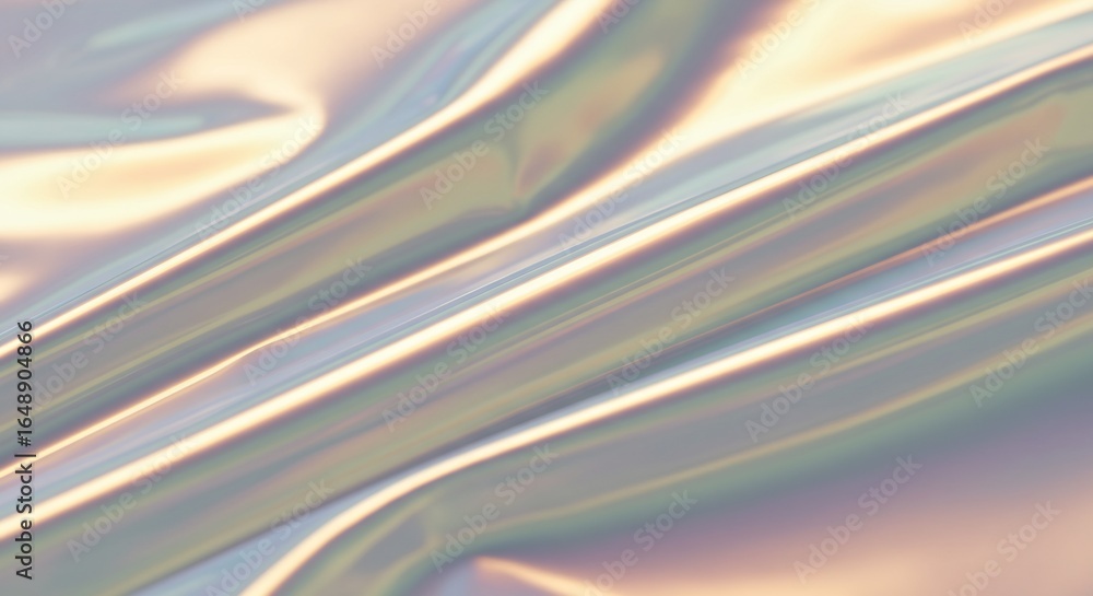 Poster Iridescent reflective material with gentle curves and light highlights Soft pastel colors create a smooth surface
