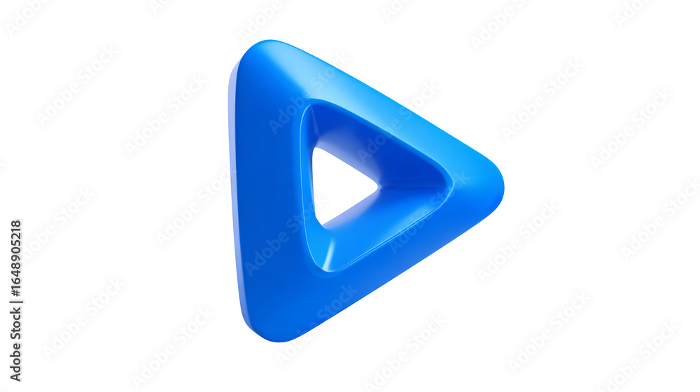 Poster glossy blue abstract triangle with a hole design on transparent background