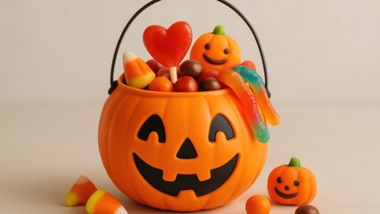 Festive Halloween candy assortment.
