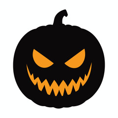 Cartoon Halloween Pumpkin Silhouette with Glowing Eyes on Transparent Background