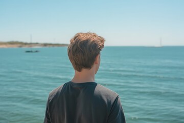 Fototapeta premium young man looking out to sea