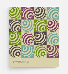 Sphere. Geometric striped round shape. Optical art composition. Cover design template. 3D illustration for brochure, poster, cover, card, presentation, flyer or banner. © Login