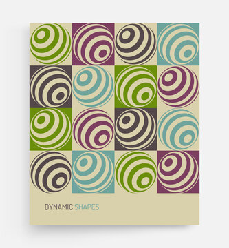 Sphere. Geometric striped round shape. Optical art composition. Cover design template. 3D illustration for brochure, poster, cover, card, presentation, flyer or banner.