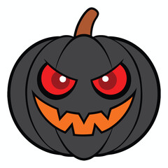 Scary Halloween Pumpkin Silhouette with Glowing Eyes on Transparent Background