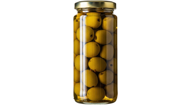 Isolated Jar of Green Olives