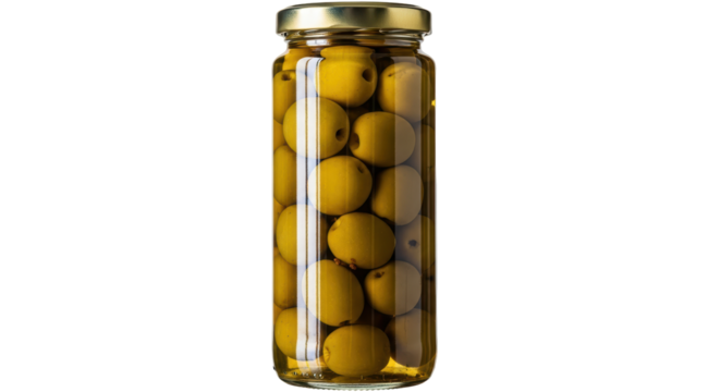 Isolated Jar of Green Olives