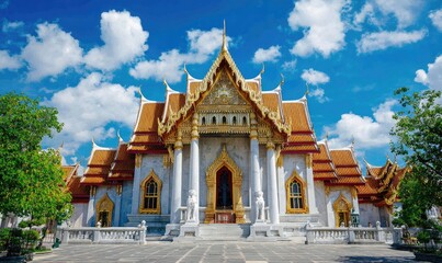 Fototapeta premium Majestic temple facade, ornate architecture