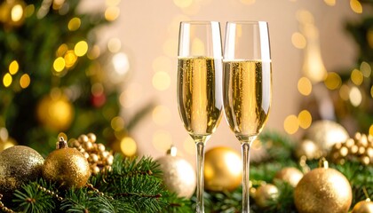 Illustration icon of golden champagne bottle with glasses for celebration