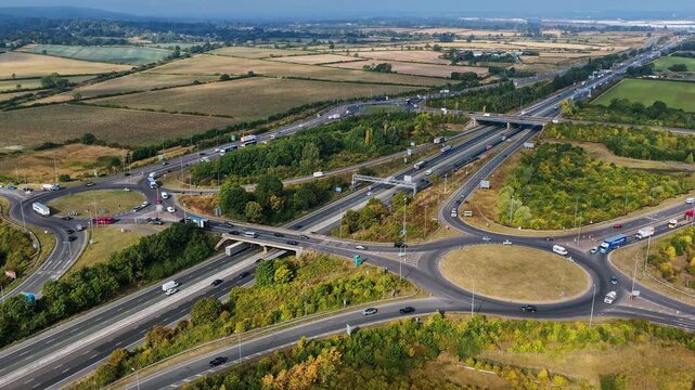 timelapse of traffic on the M1 and A421 Motorway Intersection. Junction 13 by Bogborough, England