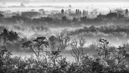 morning foggy landscape