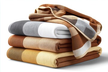 Neatly stacked striped towels with elegant toiletries in a cozy bathroom setting