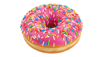 Isolated Pink Sprinkled Donut