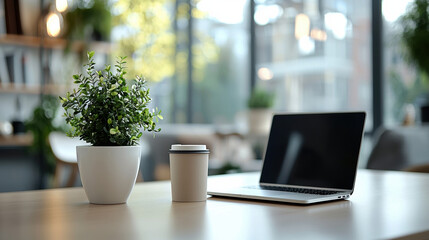 A serene and stress-free modern office environment with a calm, inviting atmosphere. 