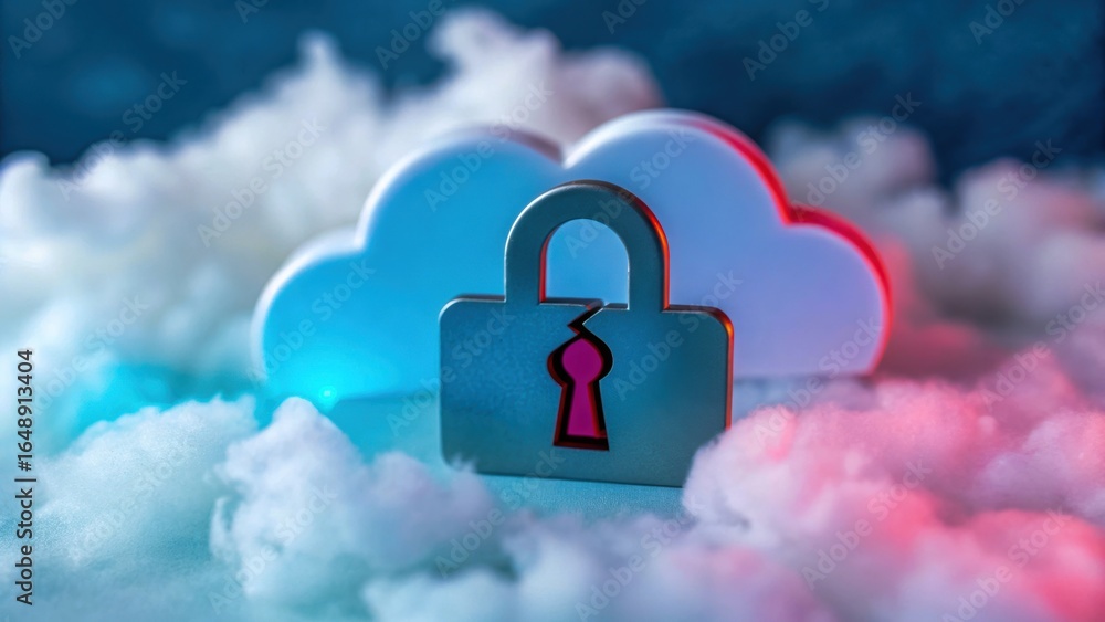 Aufkleber cloud security concept with lock symbolizing data sovereignty in cloud environments