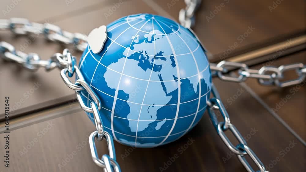 Poster globe wrapped in chains data sovereignty and security in cloud computing with emphasis on control