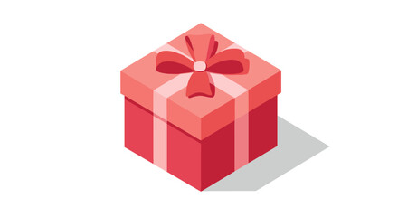 Obraz premium Pink gift box with ribbon and shadow in isometric style for celebrations