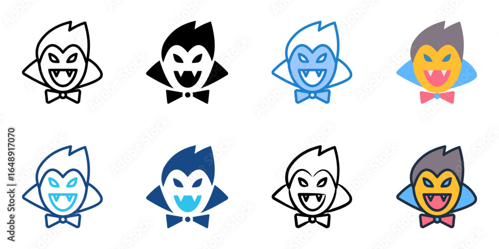 Poster vampire icon set multiple style collection