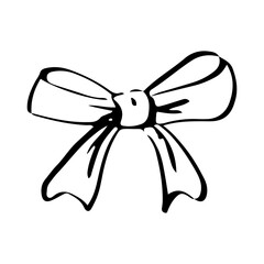 Vintage hand drawn bow and ribbon border frame isolated on transparent background. Vector design element for wedding, valentine day, birthday party, holiday invitation