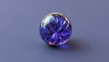 Violet crystal sphere, faceted, with a floral pattern