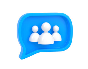 Group chat icon 3d isolated on transparent background