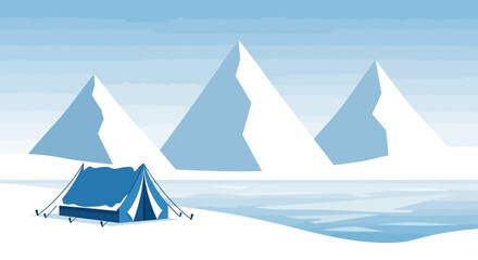 Camping Adventure At The Foot Of Snowy Mountains For Nature Lovers