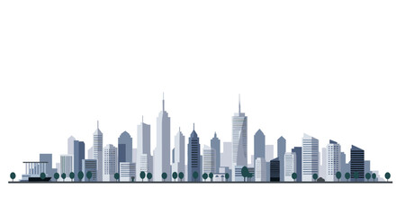 Modern city skyline with skyscrapers and urban landscape in flat design