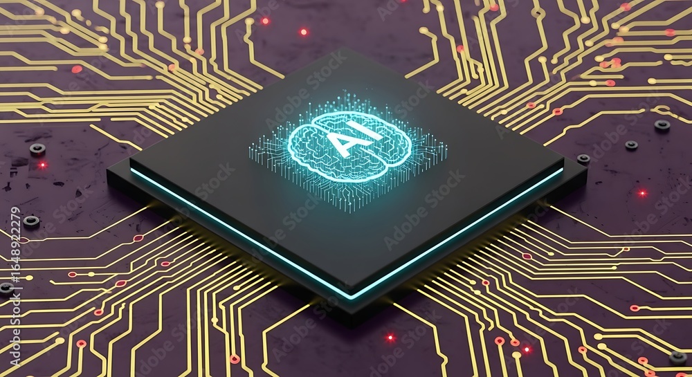 Poster cutting-edge artificial intelligence brain design illuminates a powerful future for innovation and t