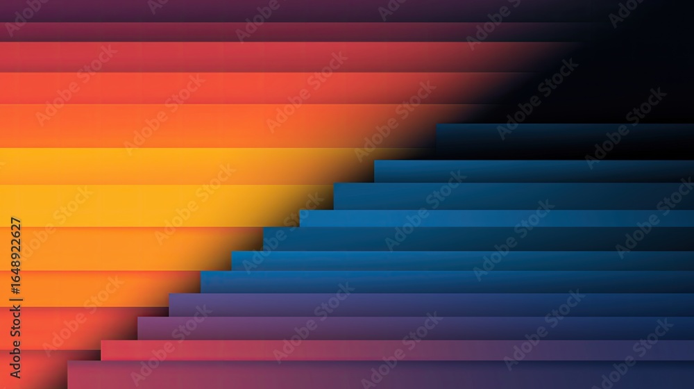 Poster gradient color block sunset with sharp minimalist lines.