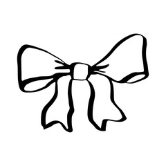Vintage hand drawn bow and ribbon border frame isolated on transparent background. Vector design element for wedding, valentine day, birthday party, holiday invitation