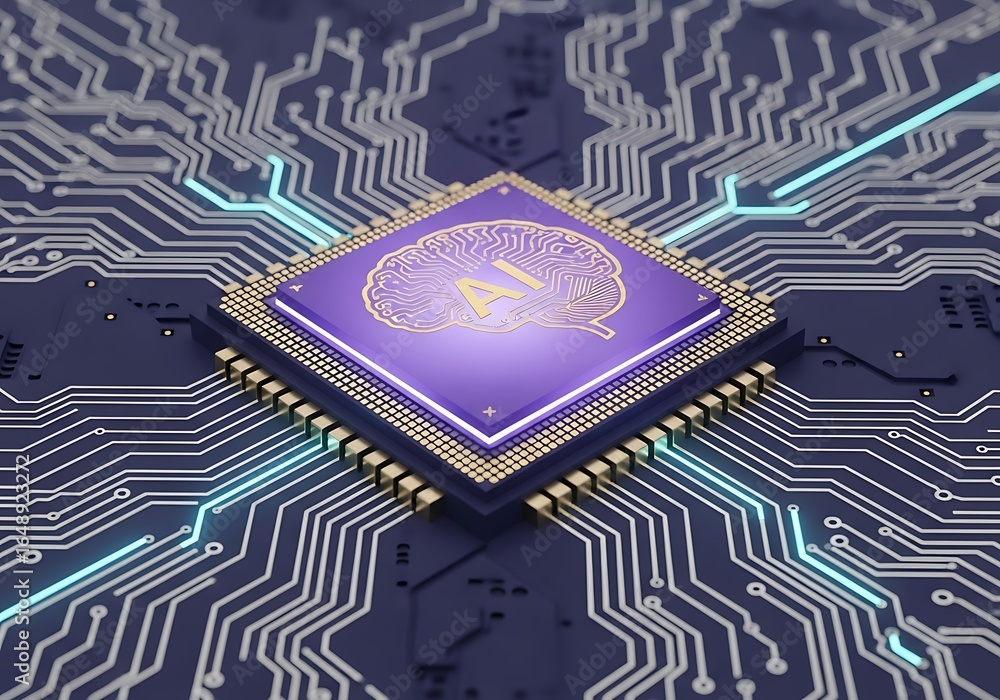 Poster experience the future of intelligence with advanced ai chip powering digital innovation and modern t