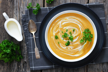 roasted parsnip and carrot soup, top view