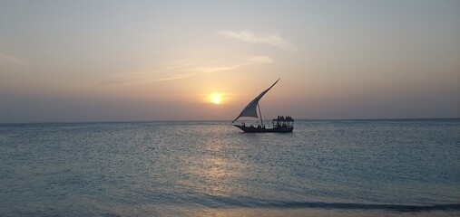 sailboat at sunset